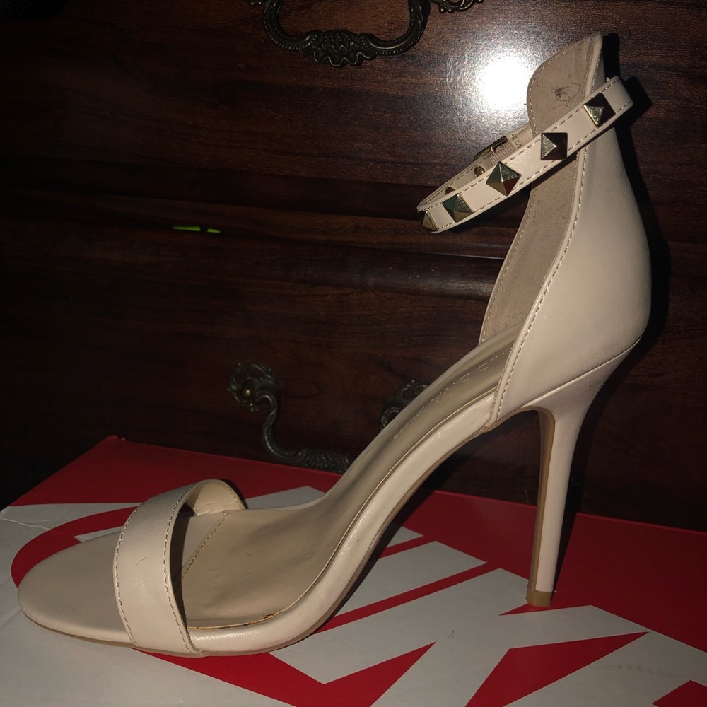 Nude studded heels